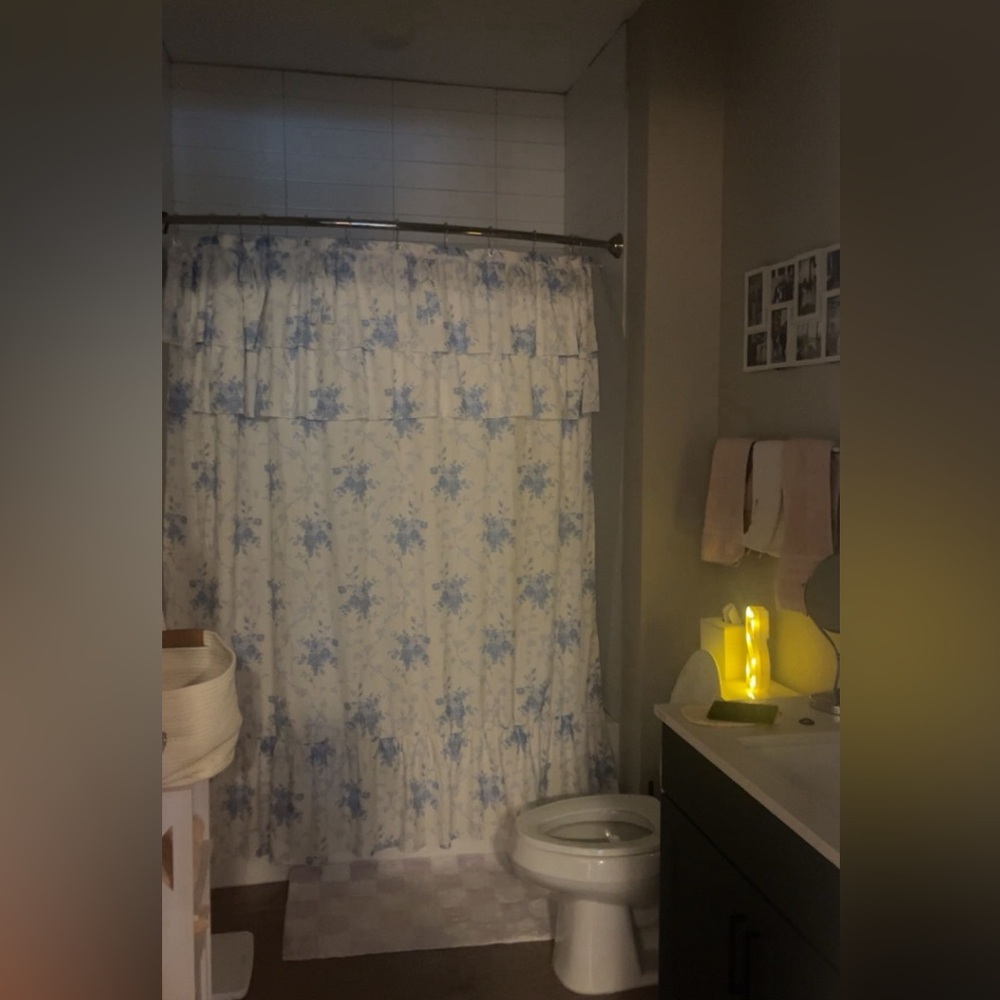 blue floral shower curtain